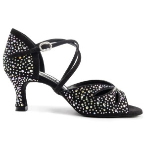 Portdance PD CLARA Black Nubuck & Crystals Social Dansschoenen