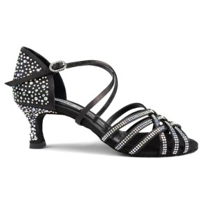 Portdance PD LEONOR Black Satin & Crystals Social Dansschoenen