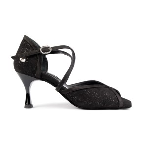 Portdance PD500 PREMIUM Dames Dansschoenen Zwart Glamour Satijn