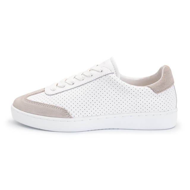 Suny Anna Kern 7020 Suede Wit-Beige Danssneakers met Volledig Zool en Draaipuntenool
