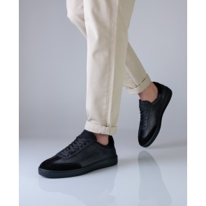 Suny Anna Kern 7430 Zwarte Nappa Leer Sneakers met volledige zool voor heren
