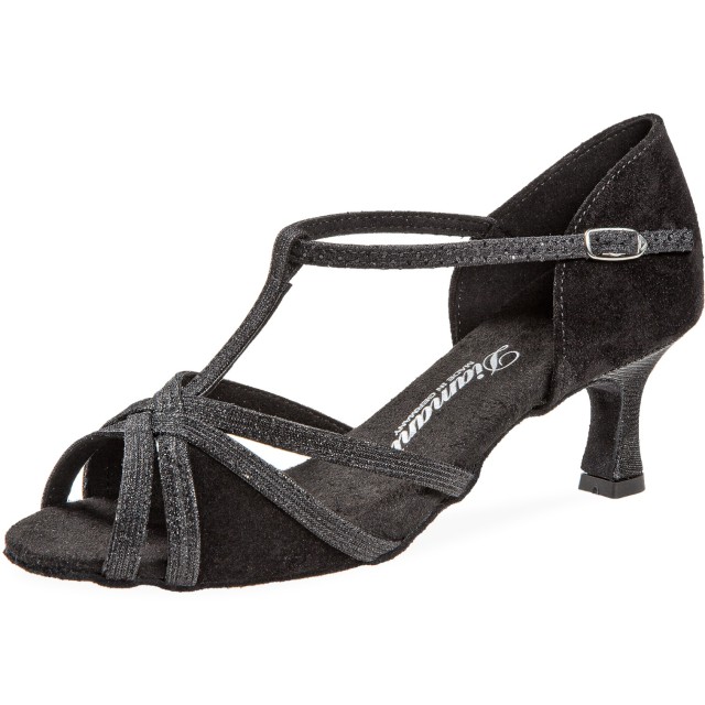 Diamant Dames Latin dansschoenen van Zwart Brokaat-Suede 205-077-635