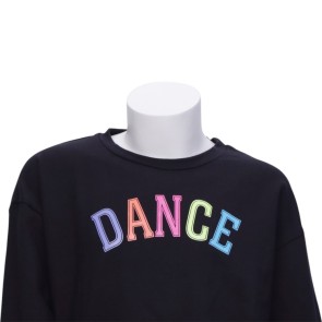 Papillon Zwarte Trui met ronde hals van Franse badstof DANCE 24PK2948 met een kleurrijke print