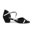 PD816  Zwart Zilver Leer Dames Dansschoenen Comfort Line