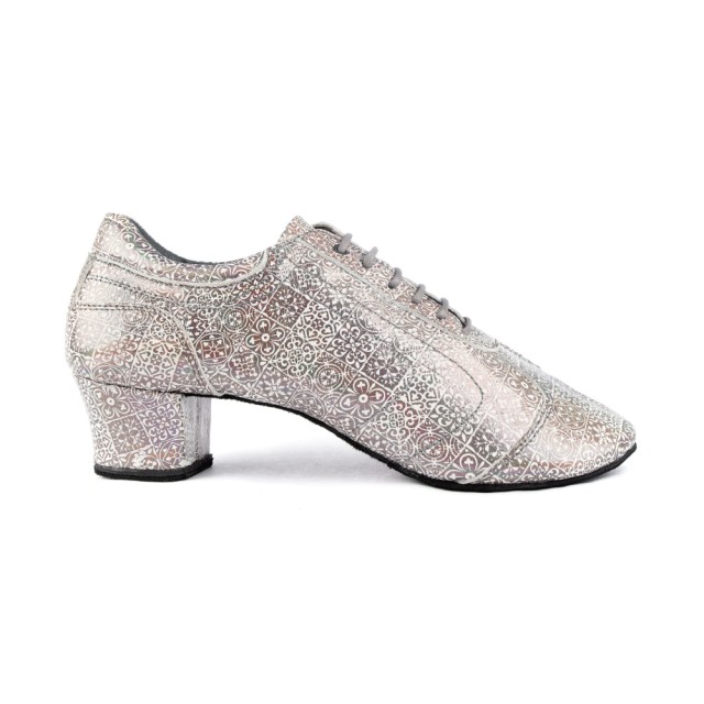 Portdance PD Saudade Zilver Lederen Mosaic dames dansschoenen met Cubaanse hak