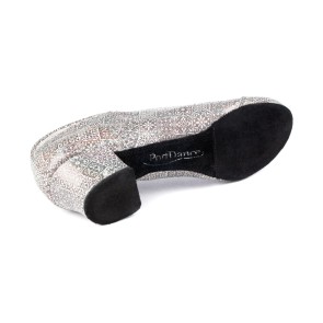 Portdance PD Saudade Zilver Lederen Mosaic dames dansschoenen met Cubaanse hak met een suede zool