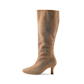 Anna Kern 1018-60 Soleil dames Danslaars Beige Microvezel met Strass