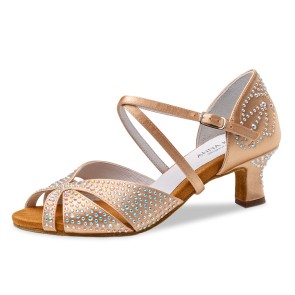 Anna Kern Vianne 1111-50 dames Salsaschoenen Nude Satijn met Strass