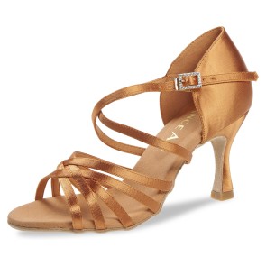 Diamant DanceArt Katja Dark Tan Satijn Dames Latinschoenen 217-507-379