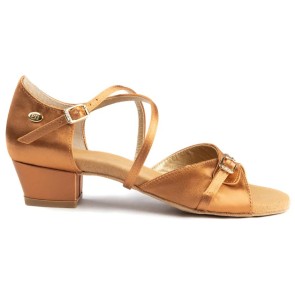 Portdance PD636 Dark Tan Satijn Premium Dames Dansschoenen met hak 30mm