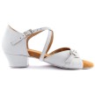PD636 Wit Lederen Dames Dansschoenen met hak 30mm