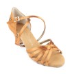 PortDance PD631  Dark Tan Satijn meisjes Dansschoenen met hak 45mm