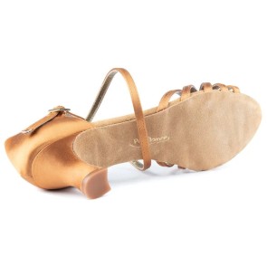 PortDance PD631  Dark Tan Satijn meisjes Dansschoenen met hak 45mm