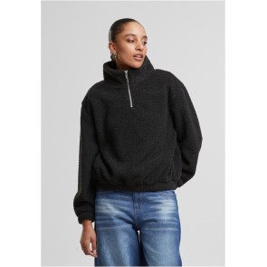 Urban Classics Zacht dames Sherpa-Sweatshirt met korte Ritssluiting TB8110
