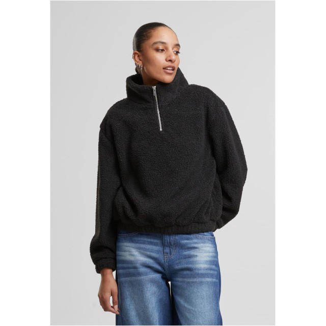 Urban Classics Zacht dames Sherpa-Sweatshirt met korte Ritssluiting TB8110