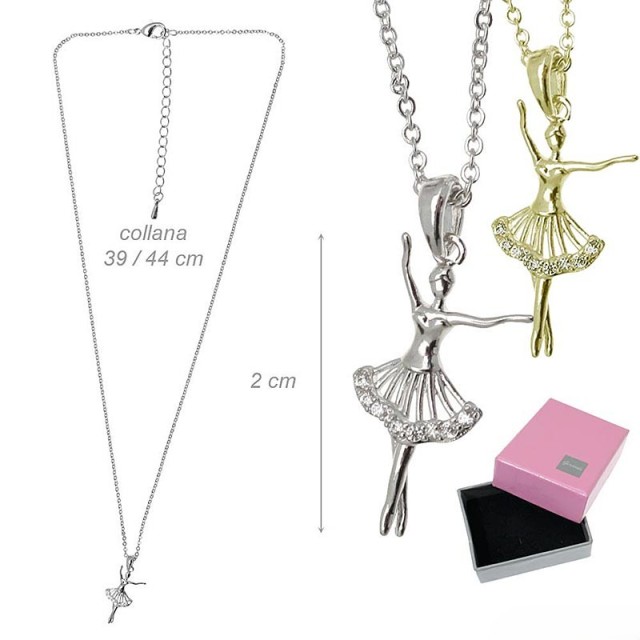 Zirkon Ballerina Zilver/Goud Hanger Ketting