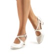 Werner Kern Gala wit satijnen dansschoenen voor dames gesloten teen brede hak 45 mm