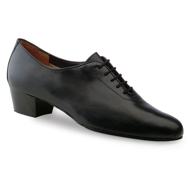 Heren Dansschoenen voor Latin met hoge Hak 4 cm van Zwart Nappa Leer met Suede Zool Werner Kern 28019