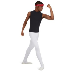 Capezio tactel herenmaillot met voet wit