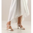 Werner Kern July lederen zool bruidsschoen dansschoenen dames 6,5 cm hak flare wit satijn