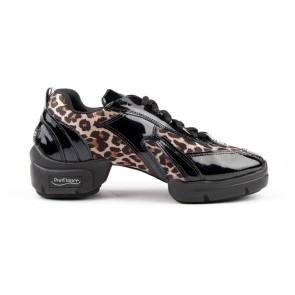 Portdance PD923 Sneaker Leopard Satin & Black Patent