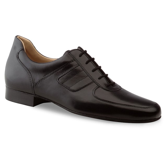 Sportieve Heren Dansschoenen Ballroom Latin Salsa Zwart Leer Hak 2 cm Werner Kern 28020