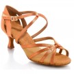 Rummos R368 Dark Tan Satijn salsaschoenen voor dames