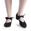 Bloch S0351G zwarte glitter tapschoenen voor meisjes met striksluiting ronde neus 