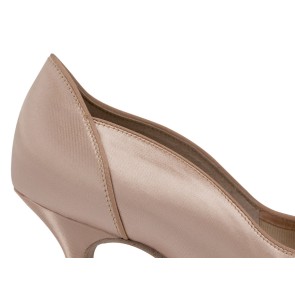 Supadance 1018 dames ballroomschoenen flare hak roze satijn detail