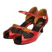 Suapdance 1536 dames dansschoenen satijn open neus rood zwart