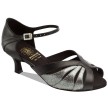 Supadance 1548 dames dansschoenen lage flare hak zwart zilver