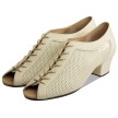 Supadance 3124 dames dansschoenen vetersluiting leer beige blokhak 