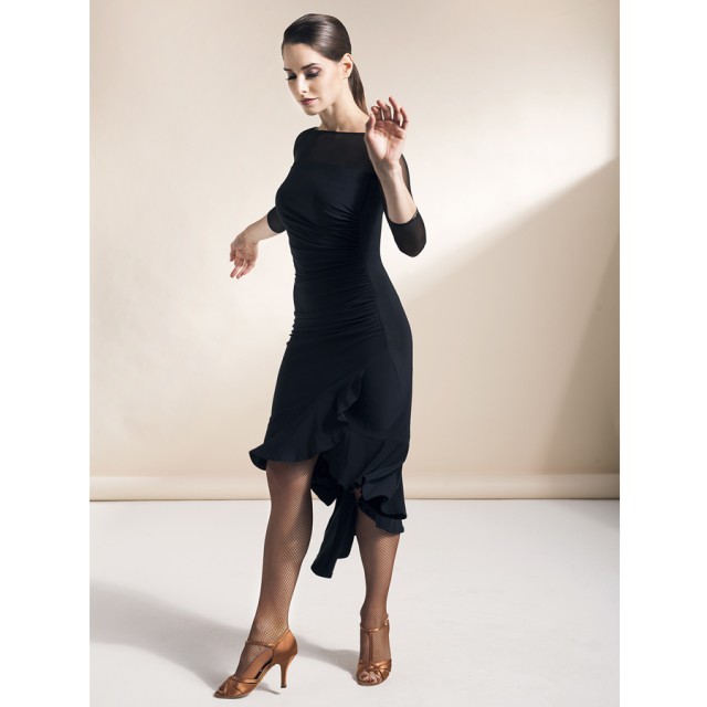 Chrisanne Flare Latine Jurk  Zwart