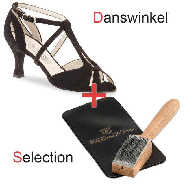 Werner Kern Francis zwart suede Danswinkel Selection met borstel