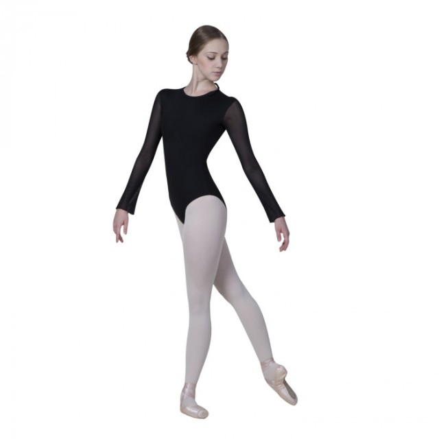 Sansha zwart dames balletpak met lange mouwen voorkant
