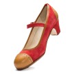 Rumpf SOLEA dansschoen voor Flamenco rood suede met verstevigde beige neus en hiel