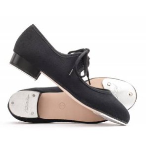 Katz zwarte Canvas Tap dansschoenen voor Meisjes - met lage hak en striksluiting ZCHTap