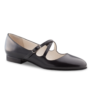 Werner Kern Mischa dames dansschoenen met lage hak en kruisbandjes - zwart leer
