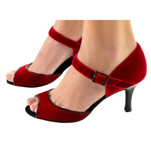 Nueva Epoca Romy rode Dansschoenen 7 cm hoge hak verstelbaar breed bandje over wreef