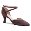 Dames Dansschoenen voor Ballroom Salsa Tango Paars Bordeaux Glitters Dichte Teen Hak 65 mm Werner Kern Bella