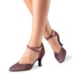 dichte dansschoen voor dames met glitters op bordeaux rood suede Werner Kern Bella 65 mm hakjes