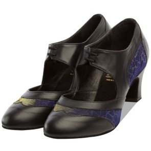 Supadance 1228 dames dansschoenen vetersluiting panterprint blokhak 