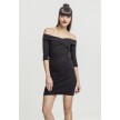 Urban Classics Dames Off Shoulder Geribde Jurk