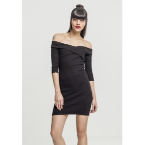Urban Classics Dames Off Shoulder Geribde Jurk