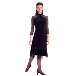 SoDanca Ballroom rok zwart, gouden stip