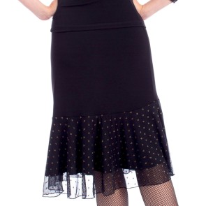 SoDanca Ballroom rok zwart, gouden stip
