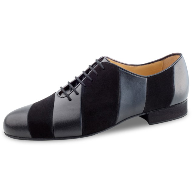Werner Kern 28055 Heren dansschoenen met diagonale lijnen van zwart nappa Leer en Suede