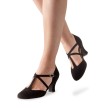 dichte dames dansschoen zwart suede Werner Kern Merle met blokhak voor ballroom salsa tango