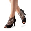 Anna Kern 845-75 dansschoentjes voor vrouwen zwart met glitter dunne hoge hakken en suede zool