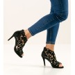 Anna Kern 830-80 Fleur gebloemde dansschoenen zwart suede dames stiletto hak
